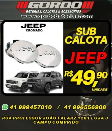 Calota centro de roda cromado para Jeep. R$49,90 cada. Entrega em Curitiba e região 