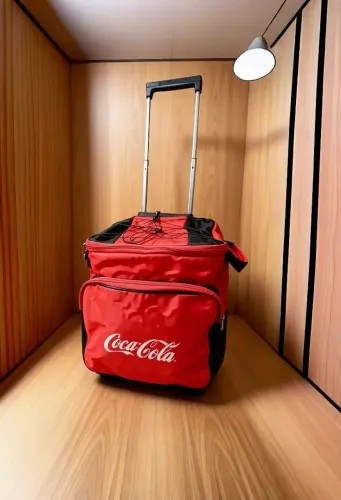 Bolsa térmica 100 anos da Coca-Cola com rodinhas e alça retrátil- capacidade espaçosa 