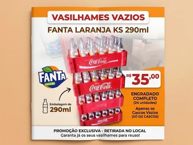 engradado de fanta laranja ks 290ml vazio sem liquido