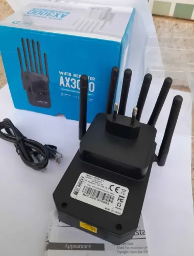 Repetidor de Sinal Wi-Fi 6 AX3000 de Longo Alcance com 6 Antenas