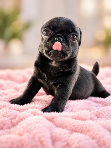 FILHOTE DE PUG PRETO PERFEITO
