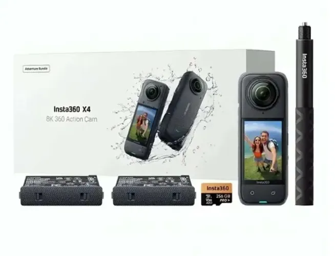 Insta360 X4 8K Adventure Bundle Completo + Premium Lens Guards + Hub Carregador + 256GB