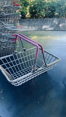 Mini Cesta Compras Cestinha Mercado De Metal - Decoração / Porta Objetos / Lanchonetes