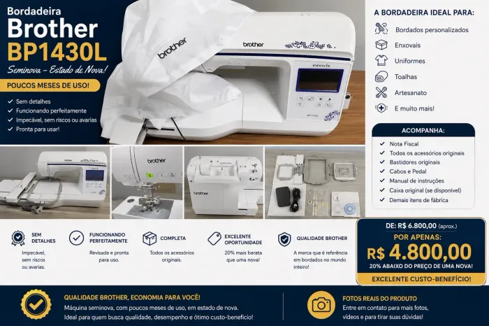 Bordadeira Brother BP1430L Seminova Nova!