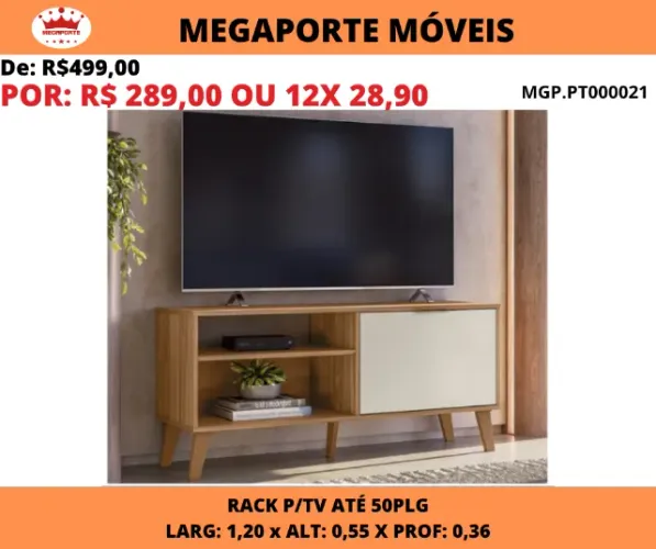Rack 1,20 para Tv até 50Plg