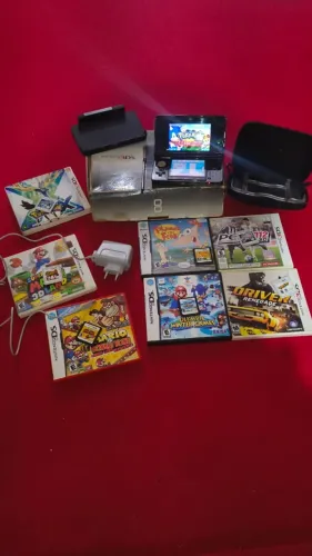 Nintendo 3DS Original Preto + Caixa + 7 Jogos Físicos + Acessórios + jogos no cartão SD