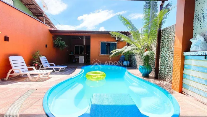 Linda Casa com Piscina, Pertinho do Mar, à venda, 78 m² por R$ 650.000 - Coroados - Guarat