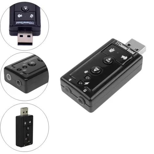 Placa de Som USB 7.1 Externa Adaptador de Áudio P2 Fone e Microfone PC Notebook - Knup
