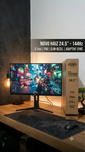 Monitor Gamer Haiz 24.5" FHD 144Hz 0.5ms - Na Caixa