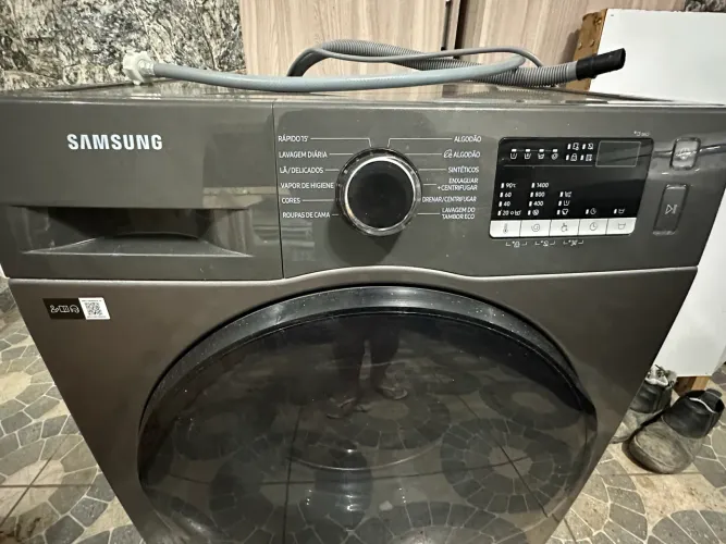 Lavadora inverter Samsung porta black inox 220v
