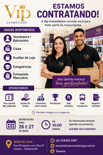 VIP Cosméticos contrata