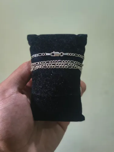 CORRENTE DE PRATA 925 LEGÍTIMA - 3X1 FÍGARO - 60CM DE COMPRIMENTO (NOVA!)