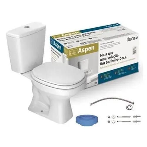 Kit bacia sanitária Deca com assento, Nem, parafusos e engate 