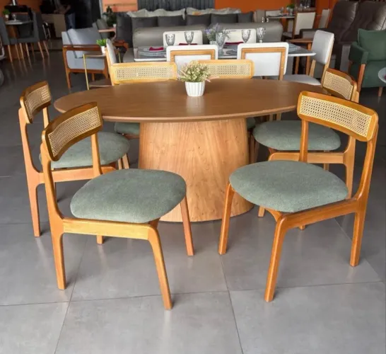 *CONJUNTO MESA ALICE OVAL 160 X 90 C/ 6 CADEIRAS BÚZIOS*