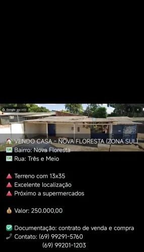 Vendo casa na zona sul - bairro Nova Floresta