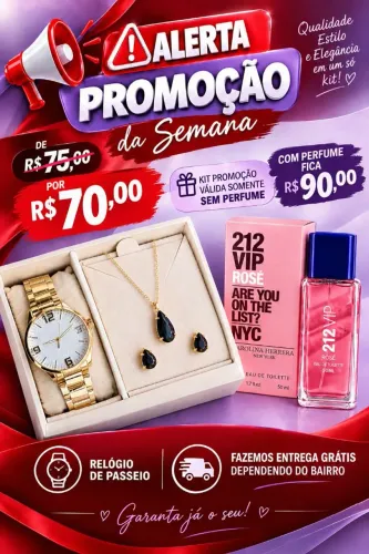 KIT RELÓGIO E ACESSÓRIOS FEMININO