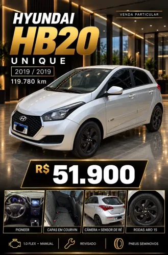 Hyundai HB20 Unique 1.0 Flex 12V Mec. 2019