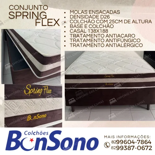 Cama casal molas ensacadas Bonsono base e colchao pronta entrega 