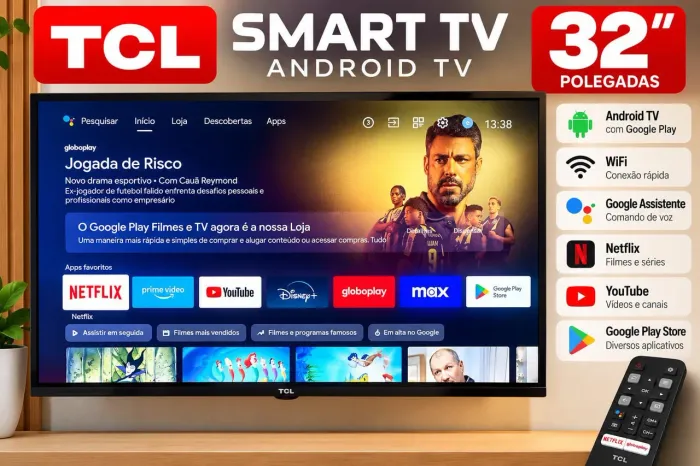 Smart Tv TCL 32 Polegadas Android TV Wi-fi Netflix you tube