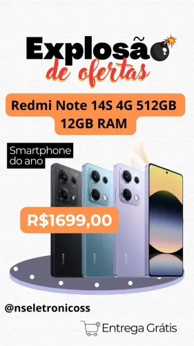 Xiaomi Redmi Note 14S NFC 512/12GB 200+8+2MP 16MP Entregamos 