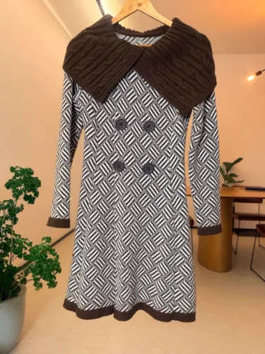 Casaco Veste Legging M de Tricot Marrom