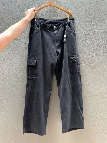 calça wide leg cargo yetspremium preta 46 
