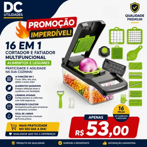 16 Em 1 Cortador E Fatiador Multifuncional Alimentos Legumes