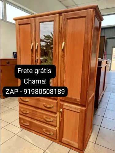 Guarda roupa de solteiro 3 portas madeira maciça NOVO!