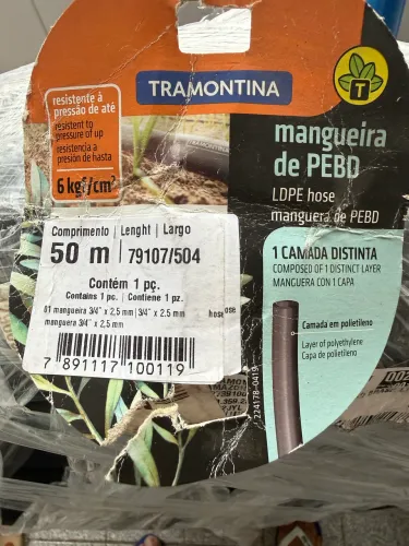 Mangueira Irrigação Tramontina Preta PEBD 1 Camada