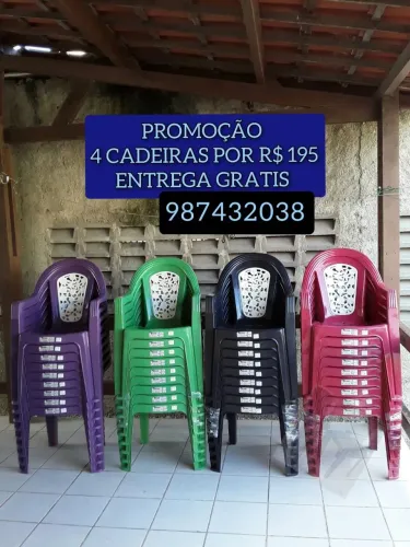 CADEIRA DE PLASTICO 4 POR R$ 195 REAIS DM C LEVO HJ HOJE