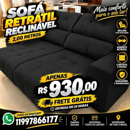 Sofá retrátil reclinável