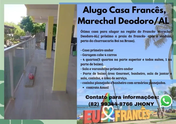 Alugo casa Francês 