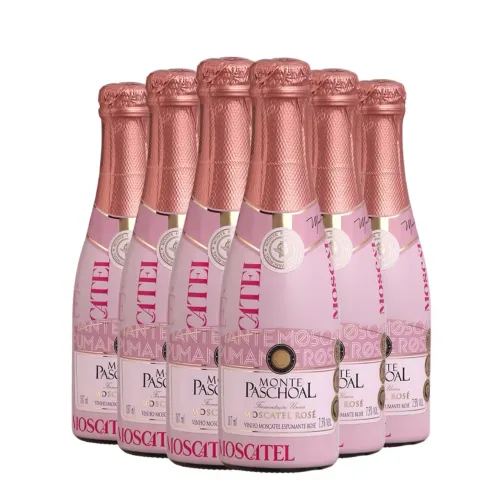 48 mini espumante moscatel rosé 187 ml monte paschoal