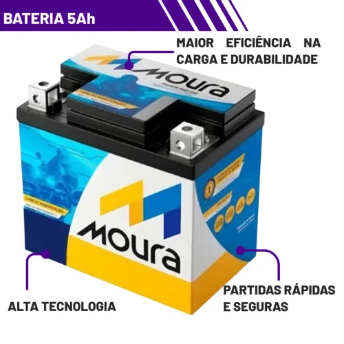 Bateria Moto Titan Cg Fan Biz Bros Fazer 125 150 160 Ybr 5AH