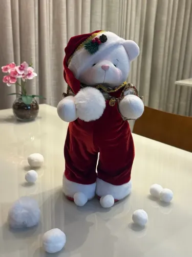 Ursinha de pelúcia papai Noel mamãe Noel