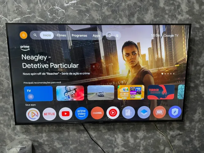 TV TCL SEMP 55, smart 4k Android e comando de voz