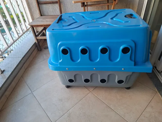 Caixa transporte cachorro pprte medio a grande semi nova usada uma vez