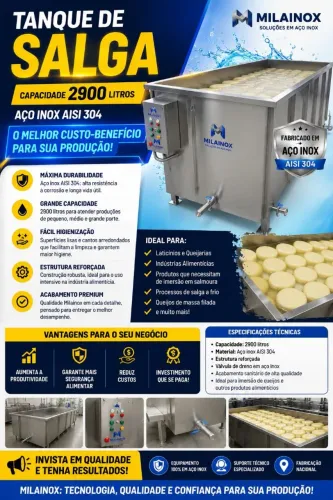 Tanque Para Laticínio 2900L | Profissional Para Salga de Queijos