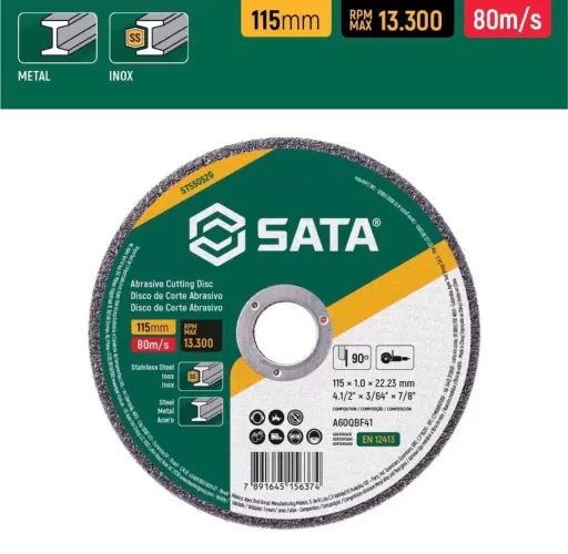 Disco de corte abrasivo metal/inox 4.1/2" X 1mm - ST55052G - Sata
