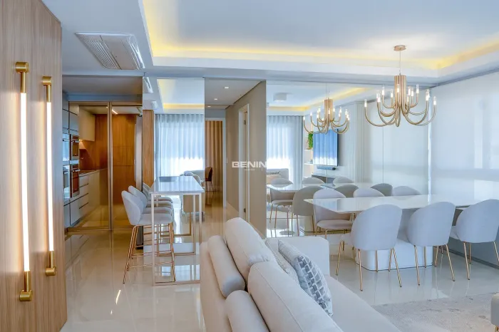 Apartamento mobiliado alto padrão, 1 suíte master, 103,93m² priv, 2 vagas/Canoas. Apartame