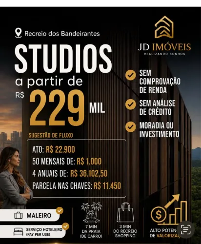 STUDIOS a partir 229.000,00 Oportunidade de adquirir seu imóvel