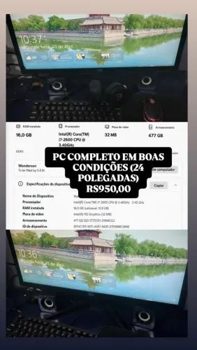 PC COMPLETO (24 POLEGADAS) + ACESSÓRIOS. 