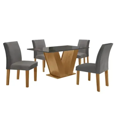 Mesa de Jantar Moderna com 4 Cadeiras Nova