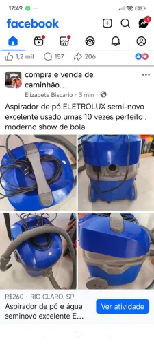 Aspirador Eletrolux ÁGUA E PÓ semi-novo excelente 1500wt