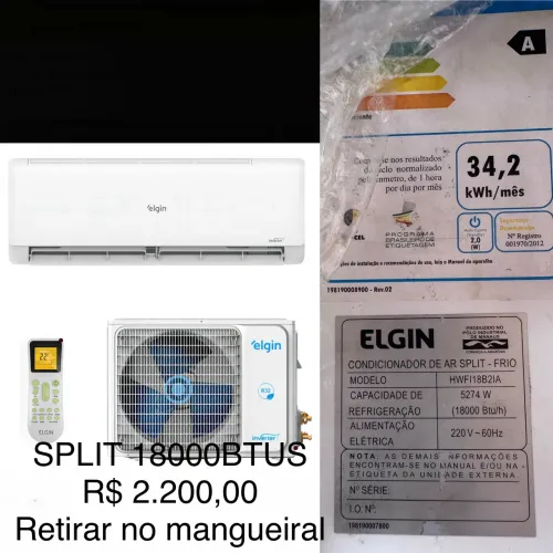 AR CONDICIONADO SPLIT ELGIN 18OOO BTUS