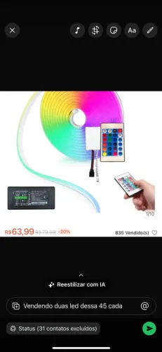 Luz led rgb completa a melhor com lâmpada