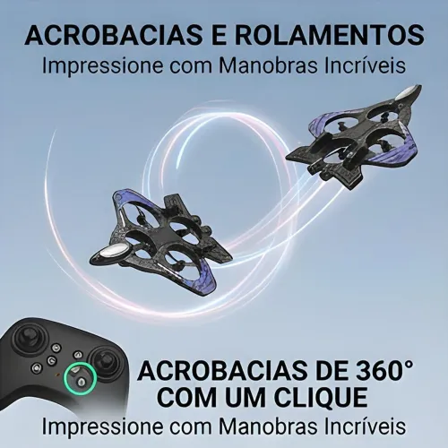 Jato drone vôo horizontal e vertical