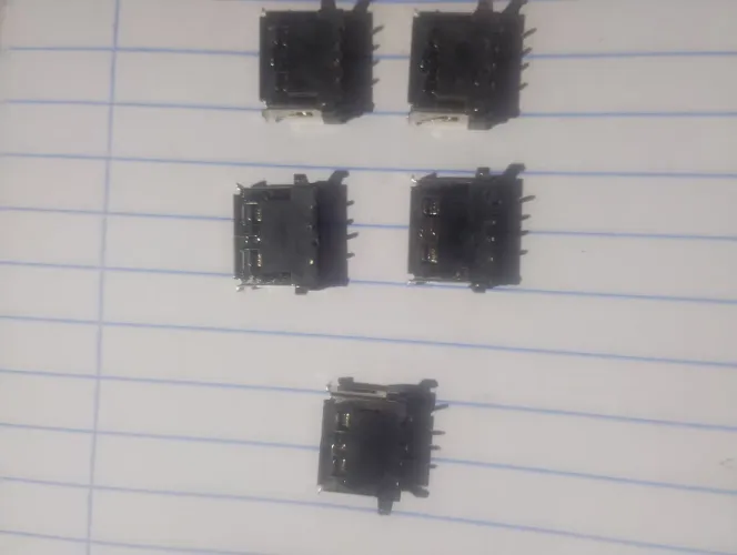 Kit 5 Conectores USB Fêmea Tipo-A ? Para Solda em Placa ? Novos