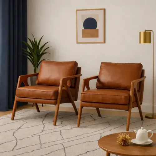 Vendo Poltrona Mona - Design Moderno em Courino Caramelo (Leia a descrição)