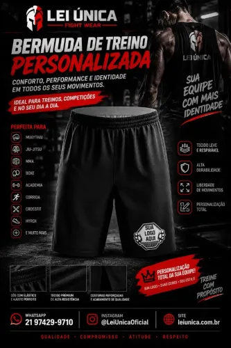 Kit com 10 bermudas de treino personalizada para equipes de alta performance